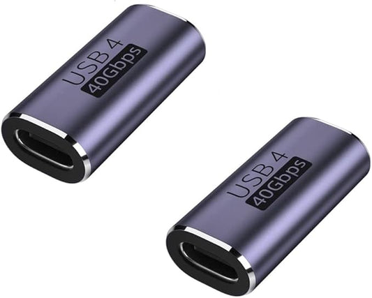 USB C Coupler Adapter 40Gbps [2 Pack] USB C Type C Angled USB-C Female to Female Adapter, 8k at 60hz USB Extension for Laptop, Tablet, VR, Camera, Smartphone (Coupler)
