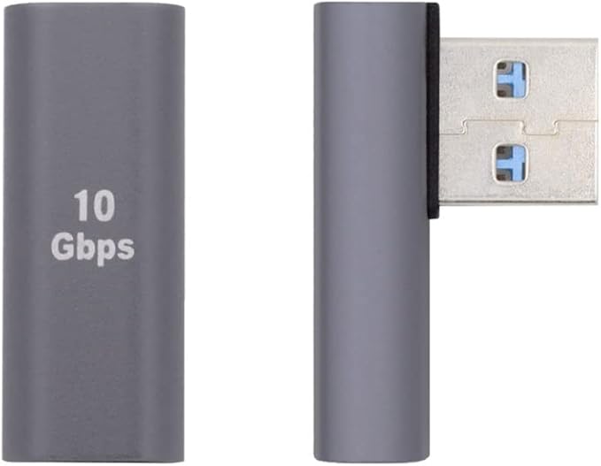 NFHK USB-C Type C Female Low Profile 90 Degree Left Angled to USB 3.0 A Male Data Adapter for Laptop Desktop