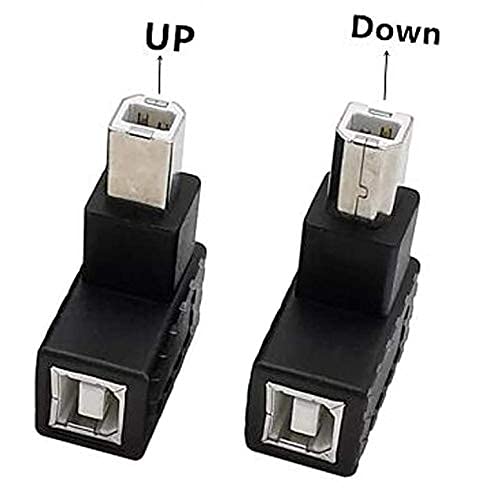 90 Degree USB B Printer Adapter, 2 Pack USB 2.0 Type-B Male to Female Up and Down Angle Printing and Data Extension Adapter for Printer Scanner HDD (UP&Down)