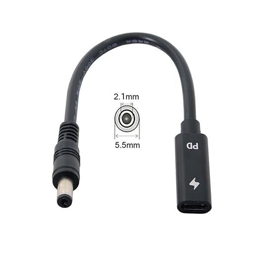 NFHK Type C USB-C Female Input to DC 5.5 * 2.1mm Power PD Charge Cable fit for Laptop 18-20V