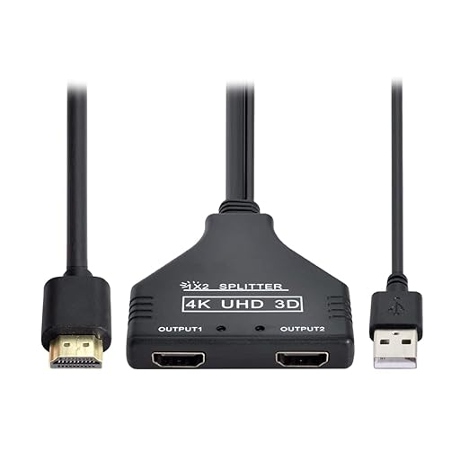 ChenYang HDMI 1.3 Splitter Adapter, HDMI 1 Male to 2 Female Splitter Switch Extension Cable with Power 0.65FT/20cm