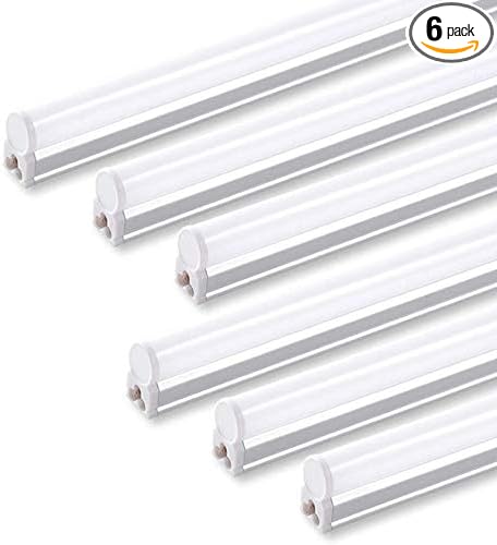 Barrina 6 Pack LED T5 Integrated Single Fixture, 4FT, 2200lm, 3000K (Warm White), 20W, Utility Shop Lights, Ceiling and Under Cabinet Light, ETL Listed, Grow Light with Built-in ON/Off Switch