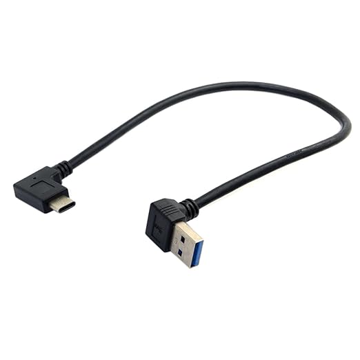 NFHK Reversible USB 3.1 USB-C Angled to 90 Degree Down Angled A Male Data Cable for MacBook & Tablet & Mobile Phone