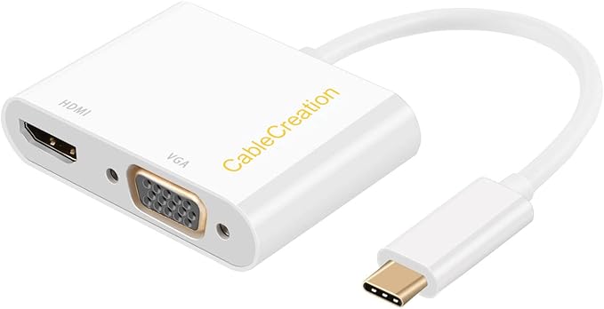 CableCreation [2 Pack USB C to VGA and HDMI Adapter, USB C to VGA Adapter for Monitor Compatible with iPhone 15 Plus/15 Pro Max, MacBook Pro, iPad Pro 2020, Yoga 910, Surface Pro, Pixel