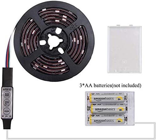 Battery Powered Led Strip Lights RGB with Mini Controller Waterproof Led Rope Lights Battery Operated Led Lights Multi Color Changing Lights 2M 6.56ft
