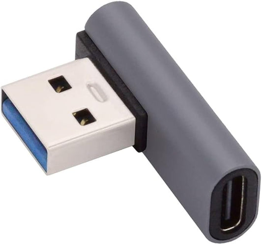 NFHK USB-C Type C Female Low Profile 90 Degree Left Angled to USB 3.0 A Male Data Adapter for Laptop Desktop
