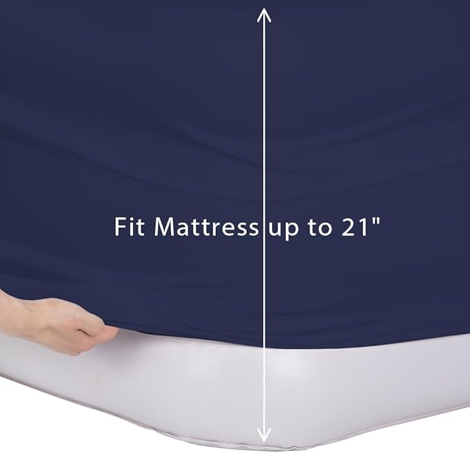 Bedecor Air Bed Sheets for Mattress Cover Removable Bed and Elastic Band Super Soft and Breathable & Deep up to 21" Blue Twin