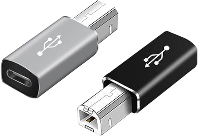 USB C Female to Printer Male USB B Convert Adapter Type C to MIDI Connector for Printer MIDI Electric Piano &Type-C Device/Laptop 2pcs