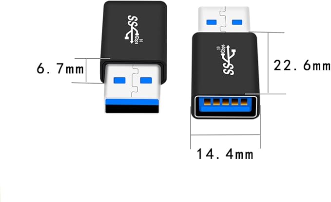 USB a male to a female adapor USB 3.0 Coupler Male to Female Type A Adapter Superspeed 5Gbps USB Port Extension Connector Bridge [4 Pack], Black