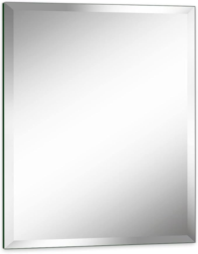24"x30" Frameless Rectangle Wall Mirror with 1 inch Beveled Edge for Bathroom Vanity