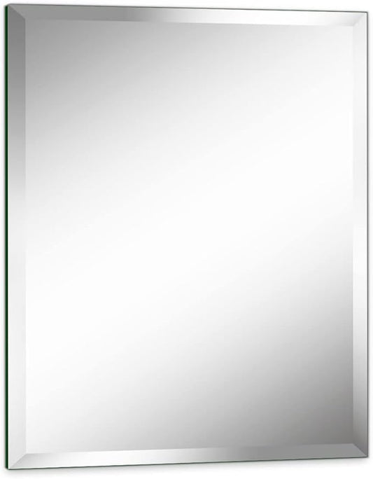 24"x30" Frameless Rectangle Wall Mirror with 1 inch Beveled Edge for Bathroom Vanity