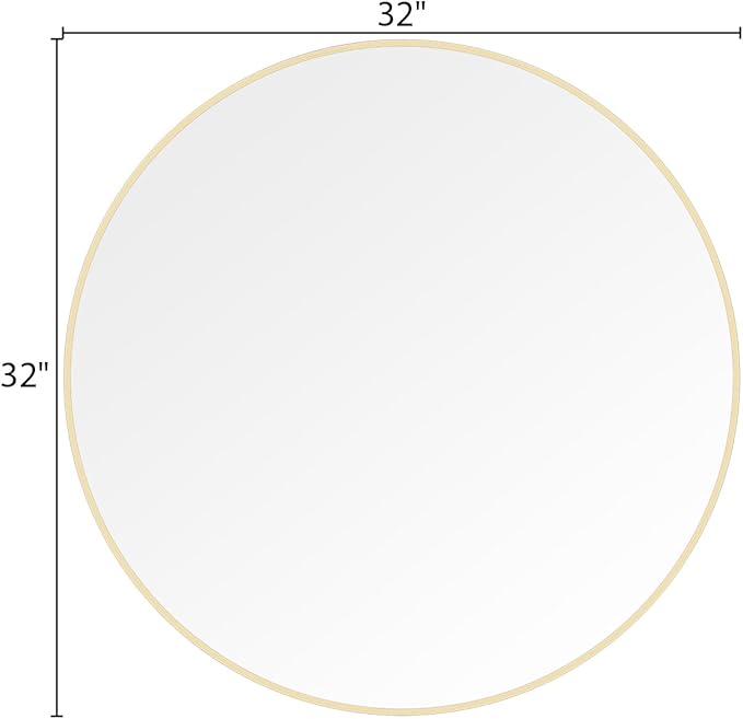 WallBeyond 32 inch Round Mirror Gold Large Circle Wall Mirror for Bathroom with Metal Framed, Round Wall Mirror for Wall Decor, Vanity, Entryway Living Room
