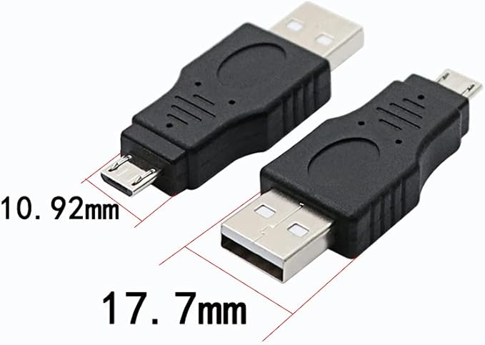 USB 2.0 Adapter A Male to Micro Male Black (3 Pack) USB a Male to Micro Male Adaptor