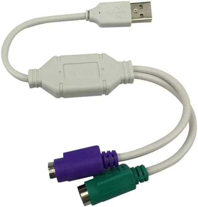 traderplus 2-Pack Dual PS/2 to USB Adapter for PS/2 Port Mouse and Keyboard, Male to Female Cable