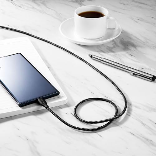 INSIGNIA USB Cables, 20Gbps High-Speed Charging & Data Sync, Braided Nylon, Compatible with MacBook, Laptop, iPhone, iPad, Android (6 ft (2 Pack, Black), USB to USB-C Cable)