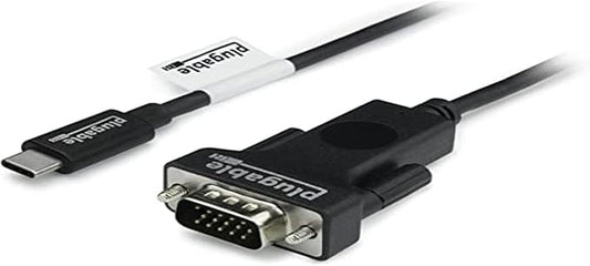 Plugable USB C to VGA Cable 6 Feet - Driverless Connect Thunderbolt 4, Thunderbolt 3, USB4, or USB-C Device to VGA Displays 1920x1080@60Hz, (Compatible with iPhone 15, MacBook Pro, Dell XPS) 1.8m