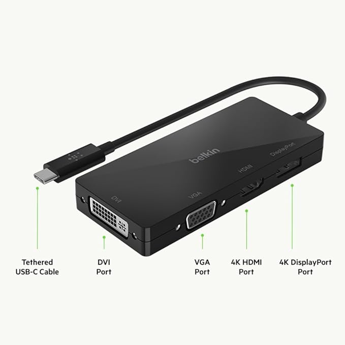 Belkin Adpt,Usbc-Hdmi,Vga,Dvi,Dsplypt,Blk
