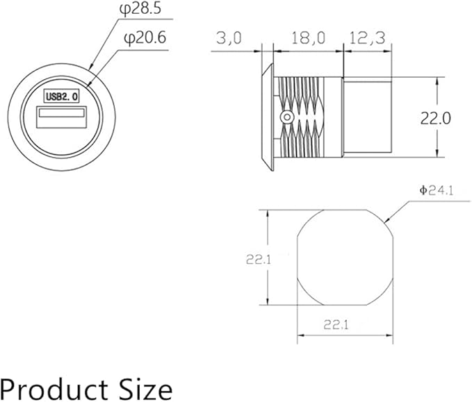 PENGLIN 2PCS USB 2.0 Panel Mount Coupler, USB Pass Through Connector, Female to Female Bulkhead Extension Adapter with Water/Dustcap