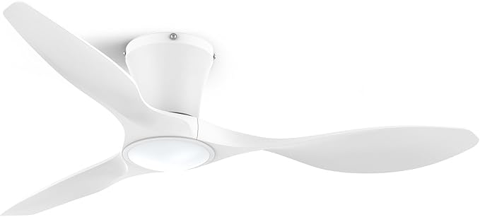 ocioc 42 inch Ceiling Fans with Lights and Remote, Dimmable Ceiling Fans with Reversible Quiet DC Motor, Flush Mount, 3CCT, White Ceiling Fan for Bedroom Living Room Indoor/Outdoor