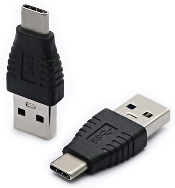 Type-C Male to USB3.0 Male Adapter，USB C to USB A 5G 3A Converter, USB 3.1 AM to CM Support Data Synchronization and Charging, Suitable for Mobile Phones, Computers,2-Pack
