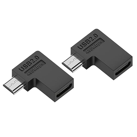 2 PCS USB C to Micro USB Adapter.Type C Female to Micro USB Male Convert Connector.L Shape Left Bend(5V2A) 10W 480Mbps, for Phone MP3 MP4 Digital Camera