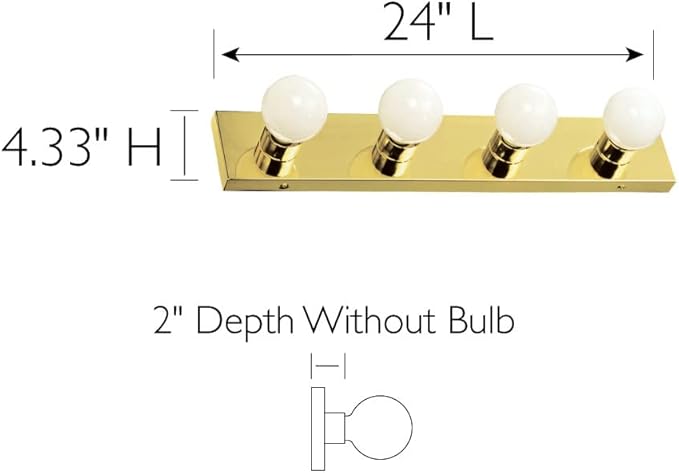 Design House 500868 4-Light Vanity Strip Light Contemporary Dimmable for Bathroom, Bedroom, Makeup Vanity, Polished Brass