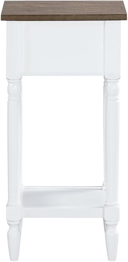 Convenience Concepts French Country Khloe 1 Drawer Accent End Table 14" - Traditional Farmhouse Side Table with Storage Drawer and Shelf for Living Room, Driftwood/White