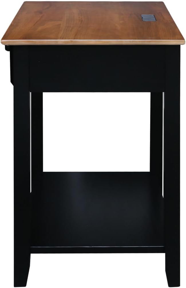 Casual Home Owl Night Stand with USB Port Charging Station and Drawer, 17.5" W x 14.25" D x 24.5" H, Walnut Black