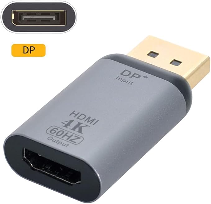 NFHK DisplayPort DP Source to HDMI Sink Displays 4K@60hz Ultra HD Converter Adapter for Laptop HDTV