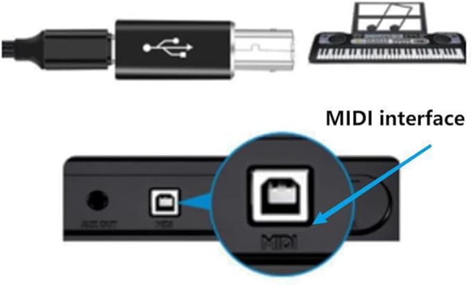 USB C Female to Printer Male USB B Convert Adapter Type C to MIDI Connector for Printer MIDI Electric Piano &Type-C Device/Laptop 2pcs
