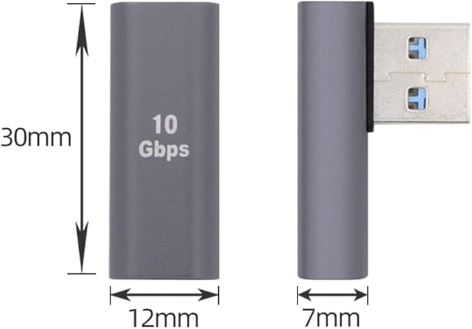 NFHK USB-C Type C Female Low Profile 90 Degree Left Angled to USB 3.0 A Male Data Adapter for Laptop Desktop