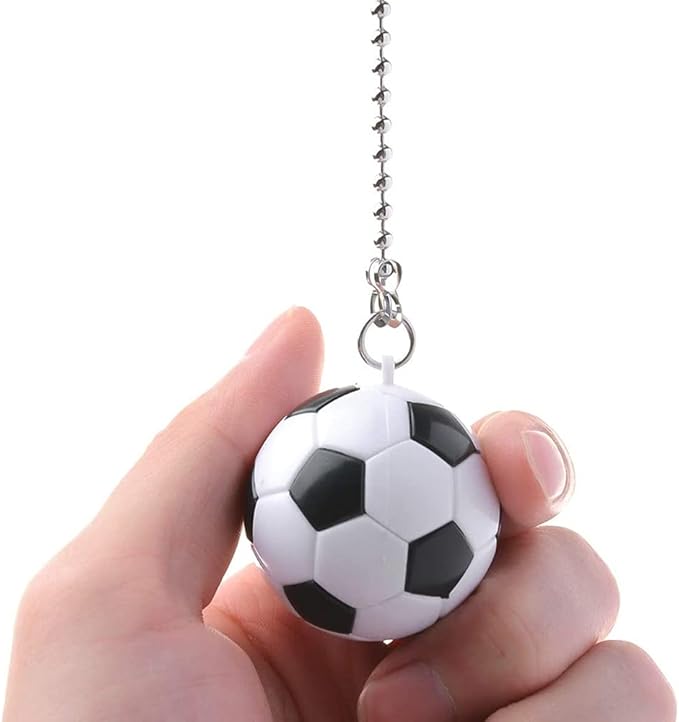 Ceiling Fan Pull Chain 12 inch Pull Chain Extension Fan Chain Extender Ceiling Fan Pulls Ornament with Ball Fan Chain Connector for Lighting Fans, 2 PACK (SOCCER BALL)