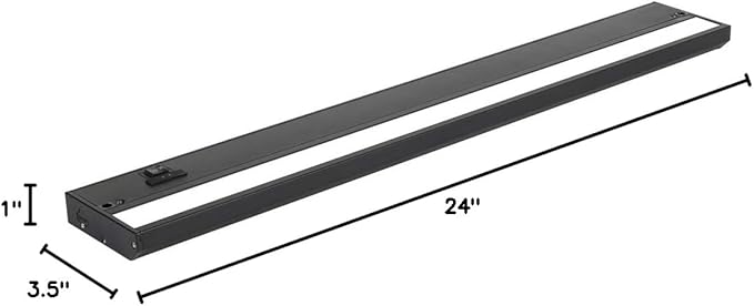 LED Under Cabinet Lighting Hardwired - 3CCT 24 Inch Black Finish - Undercabinet Lights for Kitchen - Linkable Undercounter Dimmable Plug in Light or Hard Wired - Under Counter Fixture Direct Wire