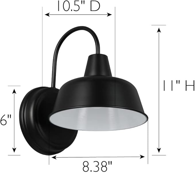 Design House Mason Barn Light Indoor/Outdoor Wall Mount Modern Industrial Farmhouse Wall Light Set for Patio, Garage, Bathroom, Office, Kitchen, 8 inch, Matte Black, 2-Pack, 588855-BLK