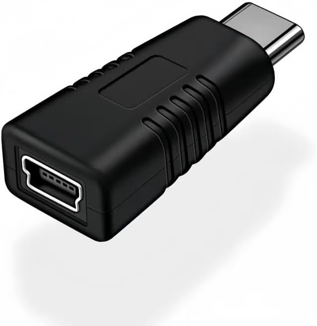 USB Type C to Mini USB Adapter Type C Male to Mini USB Female Adapter Suitable for in Car Dashcam, Camera Laptop Digital MP3/4/5 Player GPS (1 Pack)