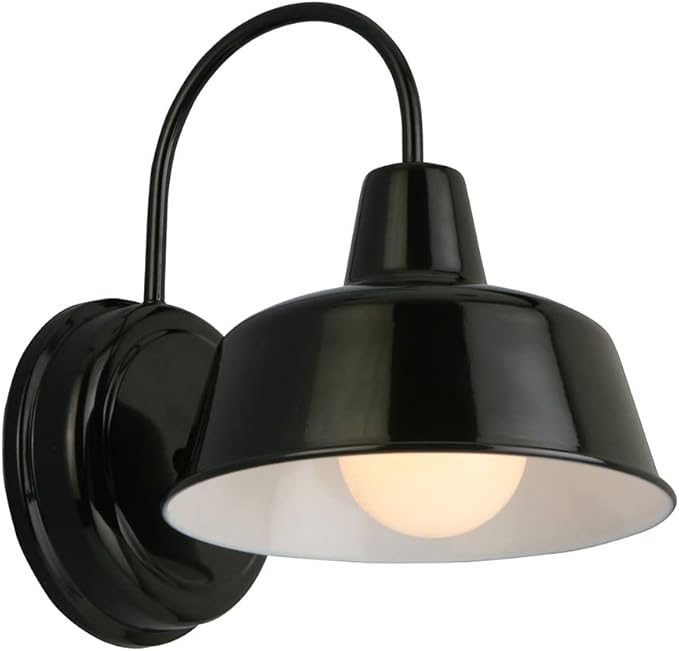 Design House Mason Barn Light Indoor/Outdoor Wall Mount Modern Industrial Farmhouse Wall Light for Patio, Garage, Bathroom, Office, Kitchen, 8-Inch, Satin Black, 579367