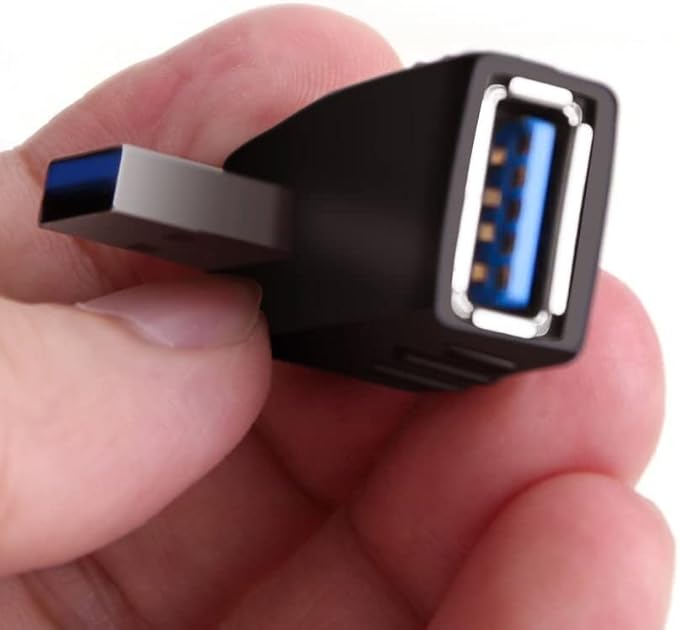 USB 3.0 Adapter 90 Degree Male to Female Coupler Connector Plug Left Right Up Down Angle (USB 3.0 Adapter Left 2PCS)