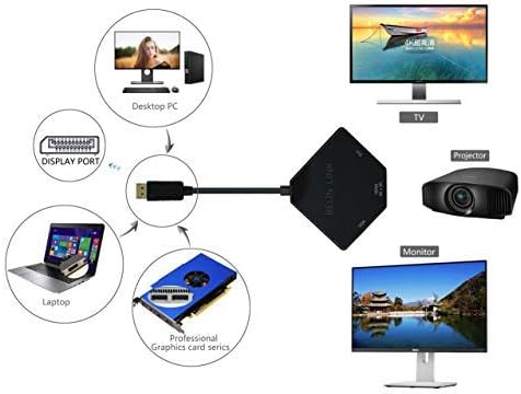 DP to HDMI VGA DVI Adapter Displayport to HDMI 4K Adapter 3 in 1 Display Port to HDMI VGA DVI Converter Male to Female Gold-Plated (Diamond Shaped)… (Diamond Shaped)