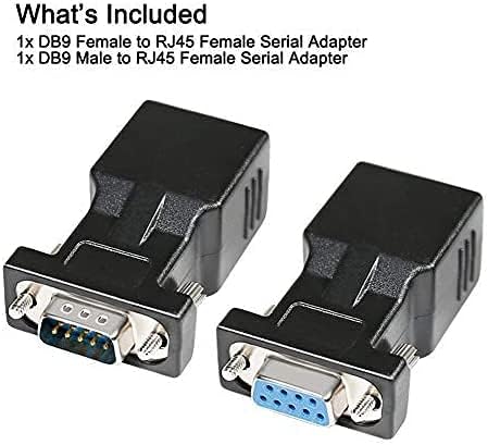 DTECH RS232 DB9 to RJ45 Serial Adapter DB-9 Female/Male to RJ-45 Female Ethernet Converter (2 Pack)