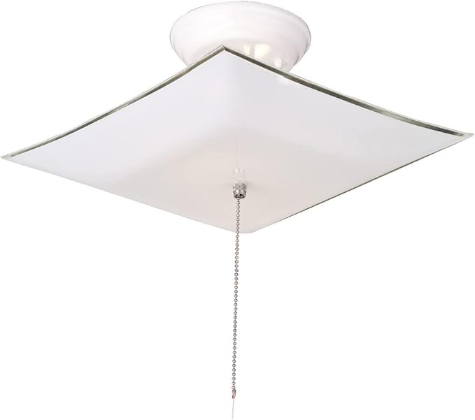 Design House 517805 Traditional 2-Light Indoor Semi-Flush 12 Inch Ceiling Mount Square Frosted White Glass for Bedroom Hallway Kitchen Dining Room, White