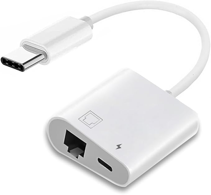 NFHK Type C USB-C to 100Mbps Networking RJ45 with PD Power Charge Adapter Compatible with Laptop Tablet Phone