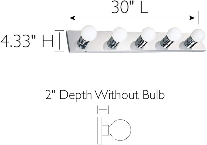 Design House 509653 5-Light Vanity Strip Light Contemporary Dimmable for Bathroom, Bedroom, Makeup Vanity, Polished Chrome