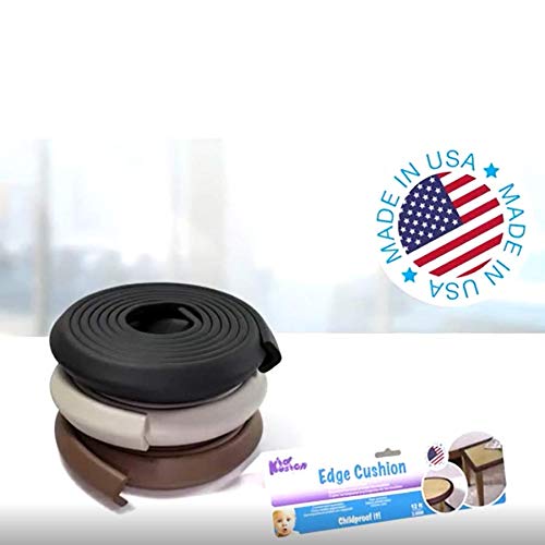 Kidkusion Baby Proof Edge Guards for Safety | Made in The USA | 18 Feet | Brown | Edge Protectors for Furniture, Tables, Fireplaces | Heavy Duty Tape Included