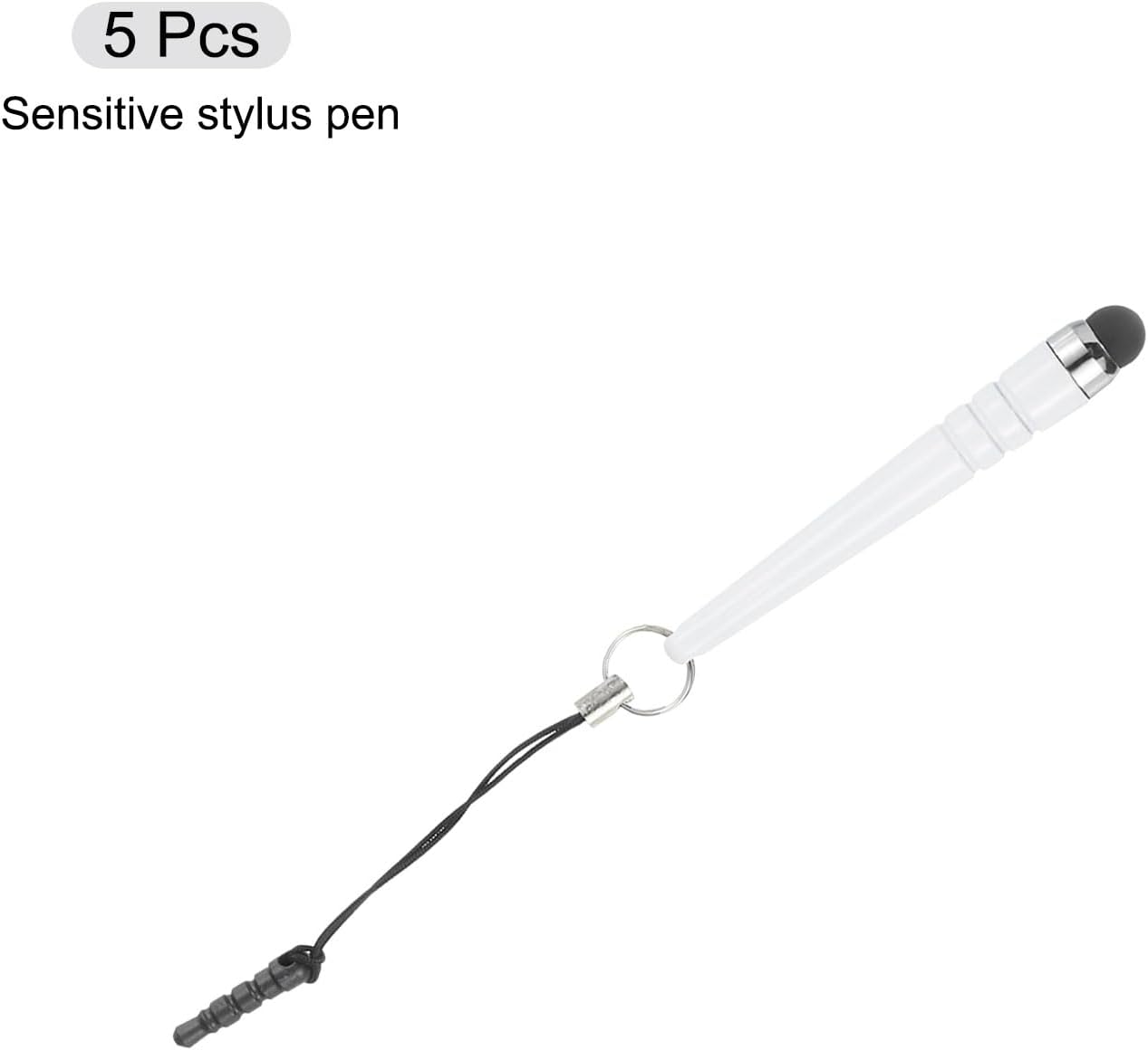 MECCANIXITY 5pcs Metallic Stylus Pen for Touch Screens, Mini Metal Capacitive Pens for Universal Devices, White