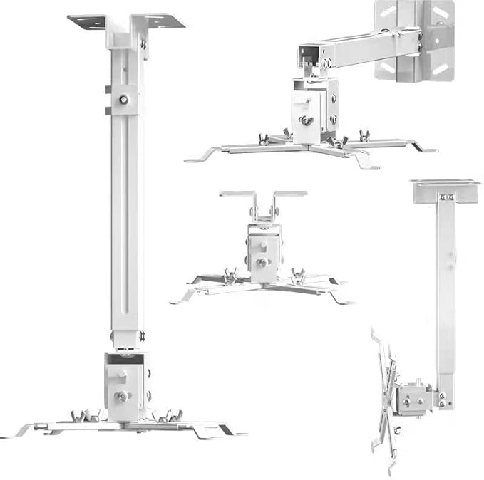 Coret Projector Drop Ceiling Mount, Universal Hanger Wall Mount Shelf Holder, Adjustable Height Pole Mount for Epson Optoma Benq, Holds up to 33 lbs (White)