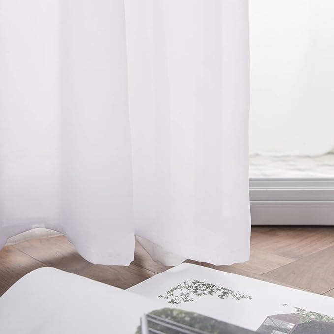 MIULEE Luxury Sheer Voile Elegant Window Scarf Topper - Long Valance Solid Treatment Swags Drapes for Ceremony, Wedding, Canopy Bed - 54" x 216" White 1 Piece