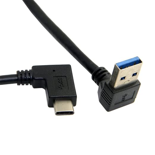 NFHK Reversible USB 3.1 USB-C Angled to 90 Degree Down Angled A Male Data Cable for MacBook & Tablet & Mobile Phone