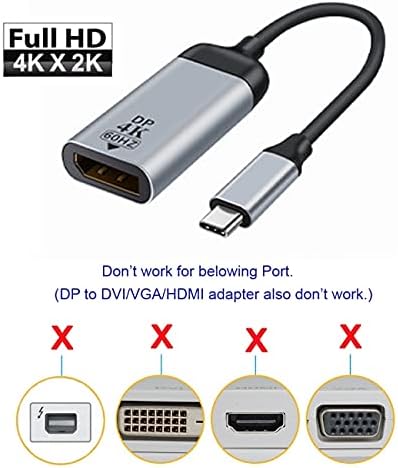cablecc USB-C Type C to Displayport Monitor DP Cable Adapter 4K 2K 60hz for Tablet & Phone & Laptop