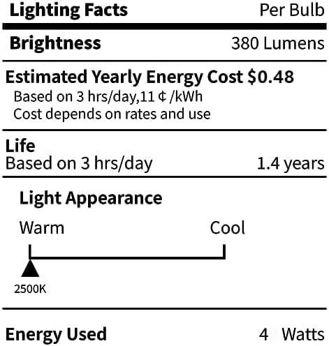 12-Pack E12 Candelabra Light Bulbs 40W Warm White 2500K, 380 Lumen Chandelier Light Bulb for Ceiling Fan, Indoor or Outdoor, B10 Clear Incandescent Candle Bulbs, Dimmable