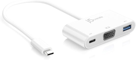 j5create USB-C to VGA & USB 3.0 - Power Delivery | USB Super Speed 3.0 Port | 5 Gbps | 1920 x 1200 @ 60 Hz | 1080p Video Playback | Compatible with USB C Devices